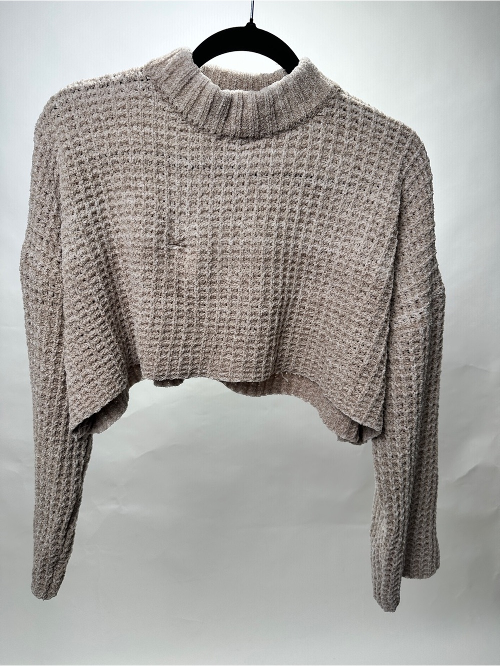 Forever 21 Cropped Mock Neck Sweater - Beige Taupe